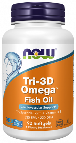 NOW Tri-3D Omega Softgels, 90 капсул