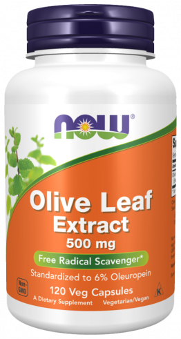 NOW Olive Leaf Extract 500 mg, Экстракт листьев оливы 500 мг, 120 капсул