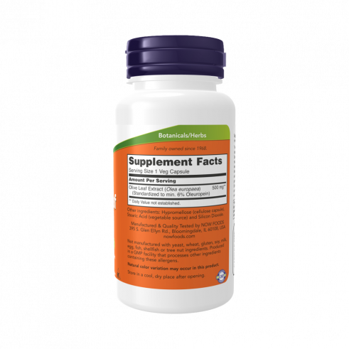 NOW Olive Leaf Extract 500 mg, Экстракт листьев оливы 500 мг, 120 капсул