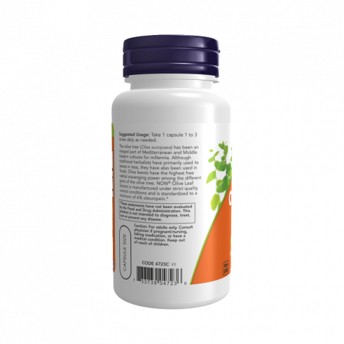 NOW Olive Leaf Extract 500 mg, Экстракт листьев оливы 500 мг, 120 капсул