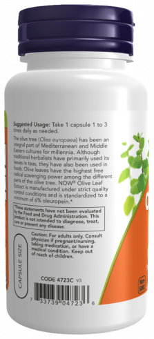 NOW Olive Leaf Extract 500 mg, Экстракт листьев оливы 500 мг, 120 капсул